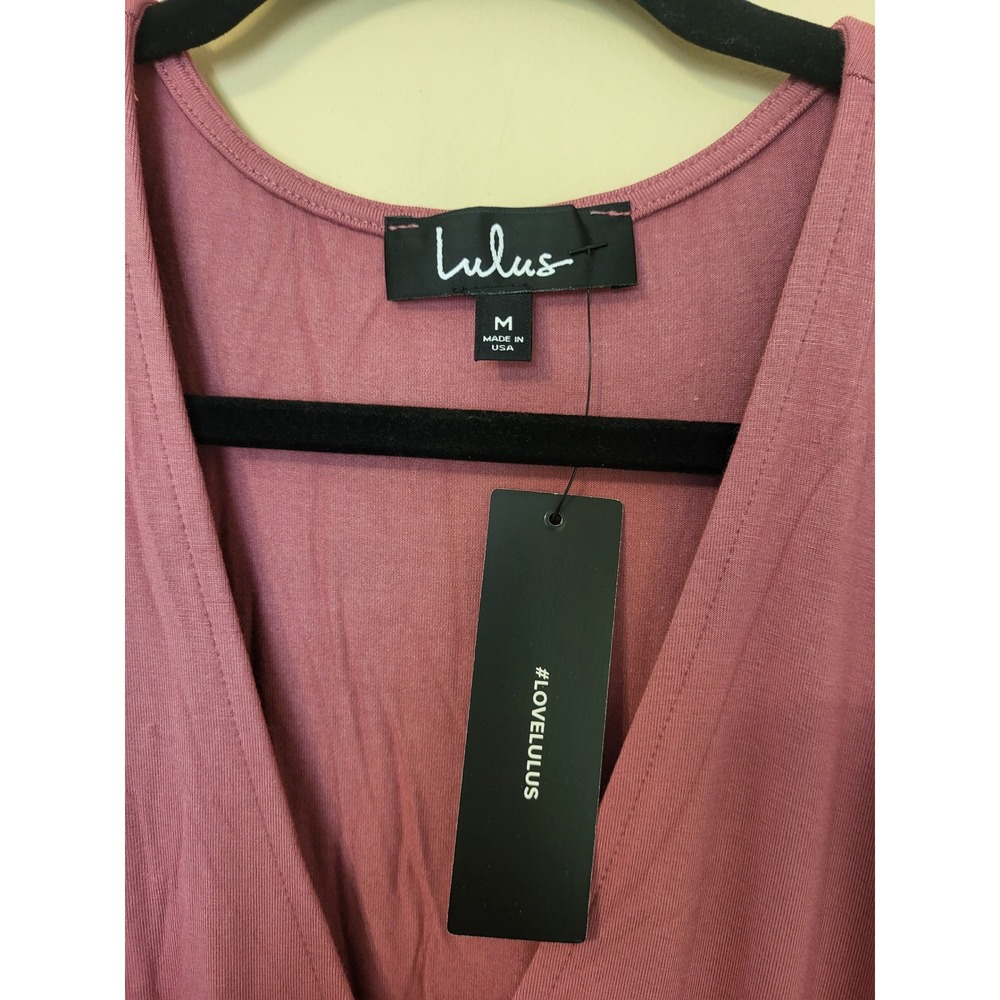 Lulus Lost in Paradise Rose Pink V-Neck Maxi Dress Size Medium NWT - Picture 4 of 5